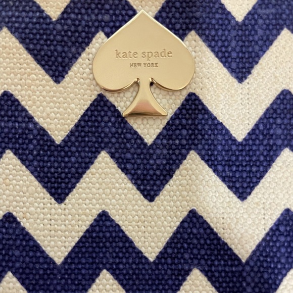 Kate Spade Blue and White Chevron canvas clutch - Picture 5 of 6